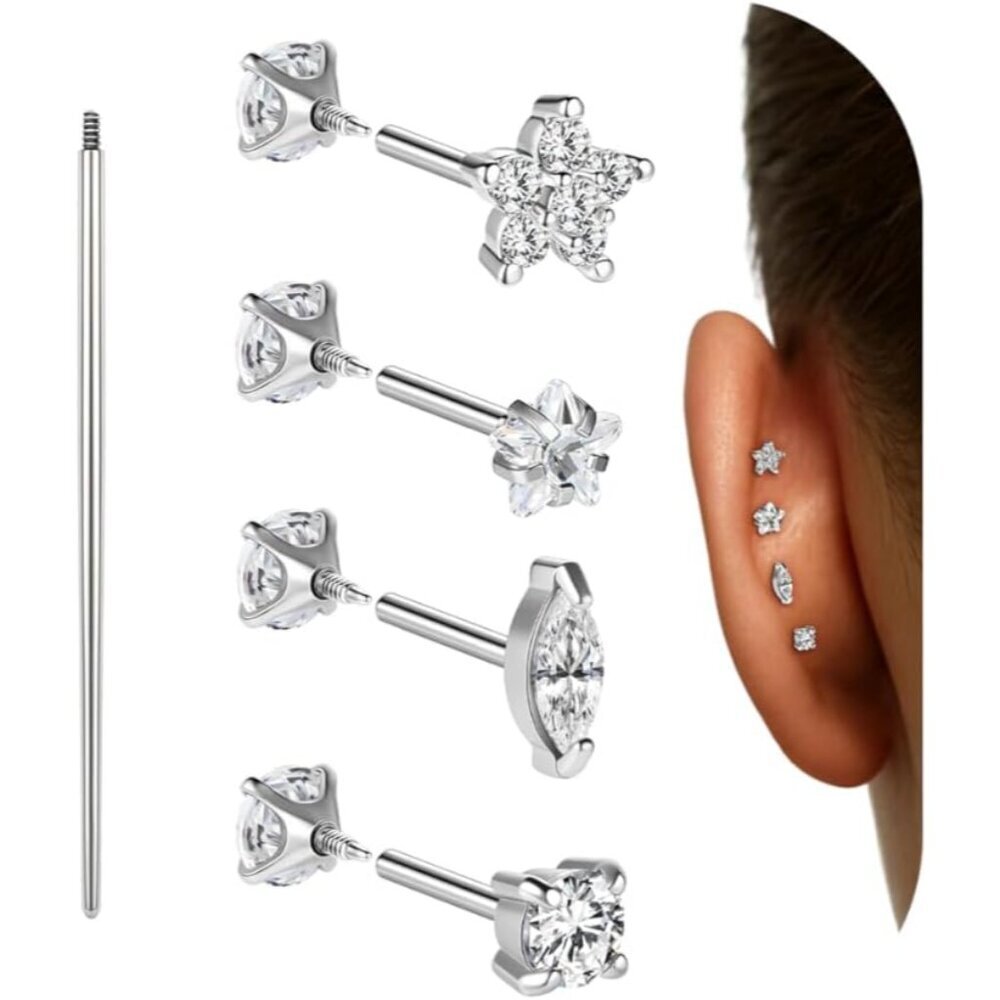 Hypoallergenic Stud Earrings Stainless Steel 14K Gold Plated for Sensitive Ears